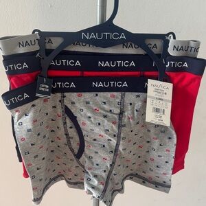 Nautica 3-Pack Boys Boxer Briefs — Red, Gray, Navy Waistbands